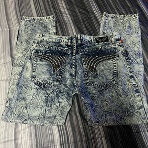 Robin's Jean Acid Wash Denim with Studded Pockets